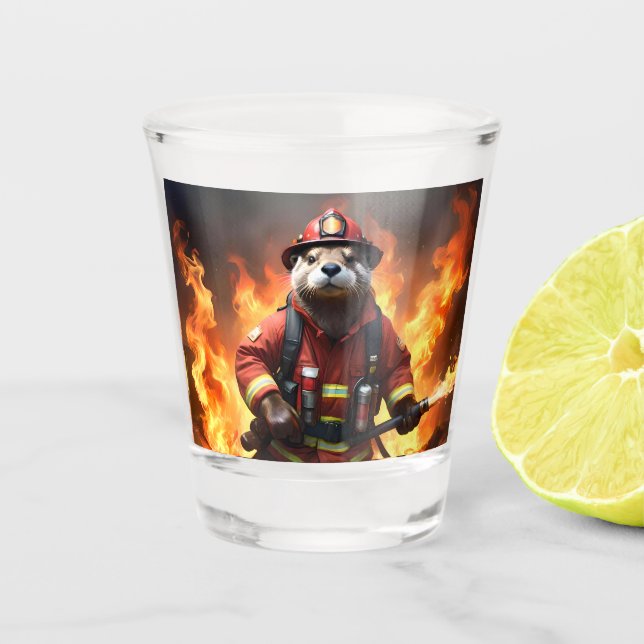 **"Feuer und Flammen: Der Hintergrund des Otter-Fe Schnapsglas (Vorderseite)