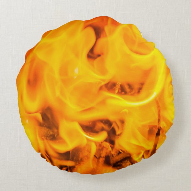 Feuer und Flammen Rundes Kissen (Rückseite)