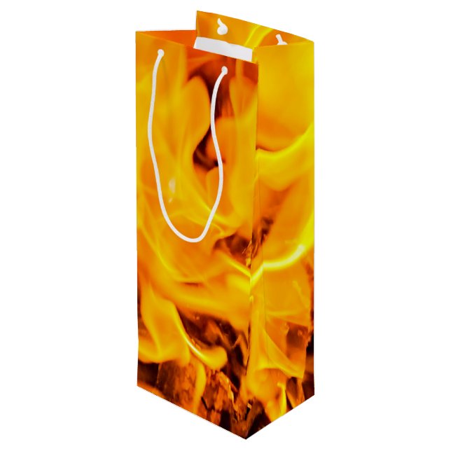 Feuer- und Flammenmuster Geschenktüte Für Weinflaschen (Rückseite Schrägansicht)