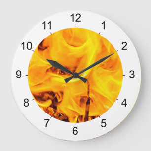 Feuer- und Flammenmuster Große Wanduhr