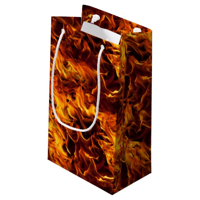 Feuer- und Flammenmuster Kleine Geschenktüte (Rückseite Schrägansicht)
