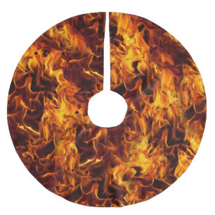 Feuer- und Flammenmuster Polyester Weihnachtsbaumdecke
