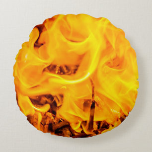 Feuer- und Flammenmuster Rundes Kissen