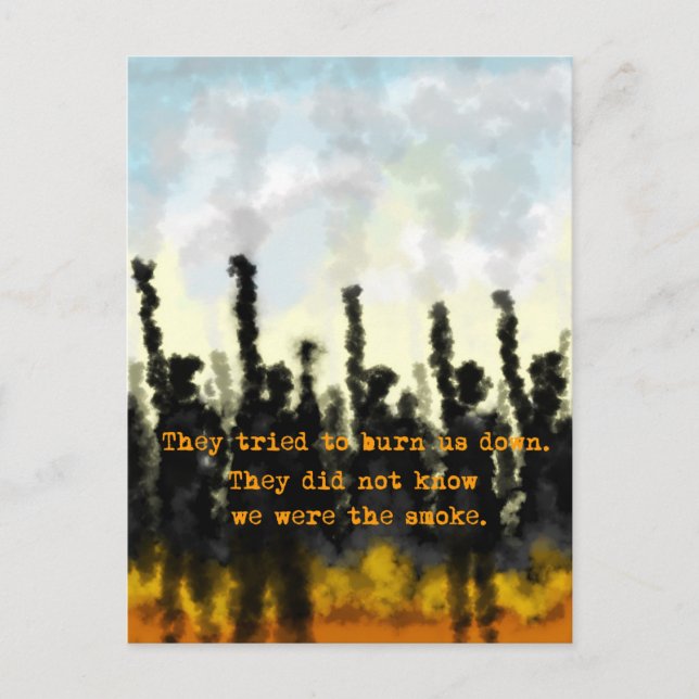 Feuer und Rauch Feiertagspostkarte (Vorderseite)