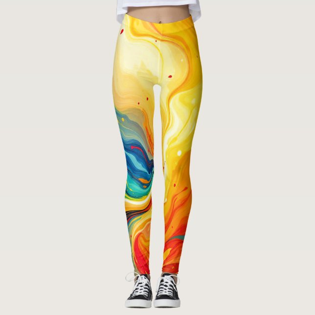Feuer und Wasser Abstrakt Leggings (Vorderseite)