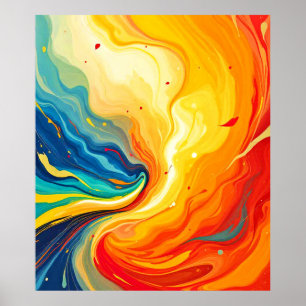 Feuer und Wasser Abstrakt Poster