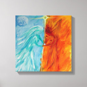 Feuer und Wasser, göttliches männliches und Leinwanddruck
