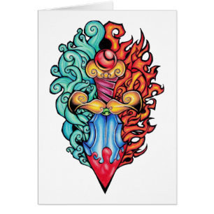 Feuer- und Wasserdagger Tattoo