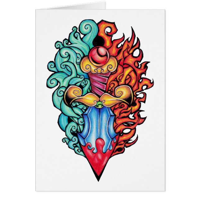 Feuer- und Wasserdagger Tattoo (Vorne)