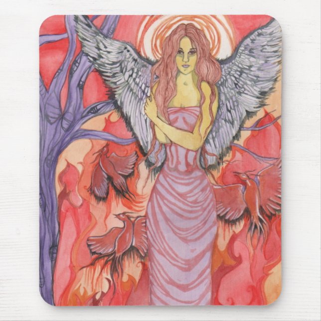 Feuer-Vogel-Einäscherung Mousepad (Vorne)