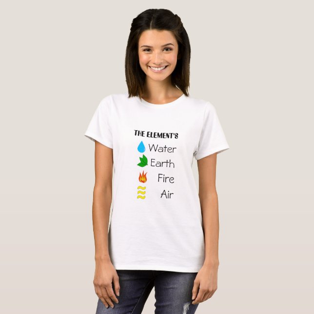 Feuer, Wasser, Erde, Luft, Hemd T-Shirt (Vorne ganz)