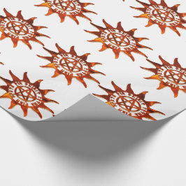 Feuer Wicca Sun & Pentagramm Geschenkpapier