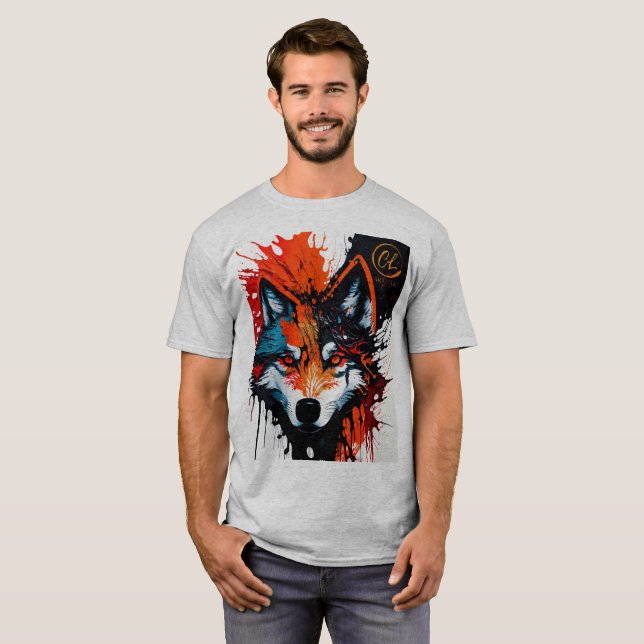 Feuer Wolf T-Shirt (Vorne ganz)