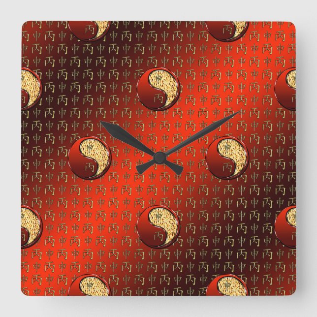 Feueraffe Quadratische Wanduhr (Vorderseite)