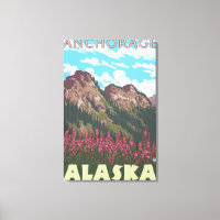 Feueralgen und Berge - Ankerplatz, Alaska