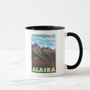 Feueralgen und Berge - Ankerplatz, Alaska Tasse