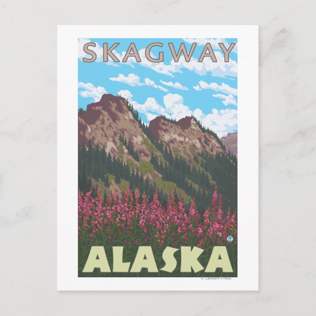 Feueralgen und Berge - Skagway, Alaska Postkarte (Vorderseite)