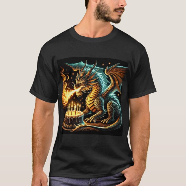 Feueratemberaubend Dragon Birthday Mens Tshirt (Vorderseite)