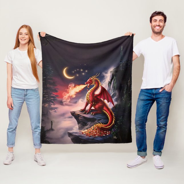 Feueratemberaubende Drachenschätze Fleecedecke (Beispiel)