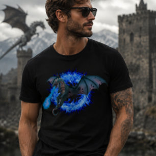Feueratmen Blauer Flammendrache T-Shirt