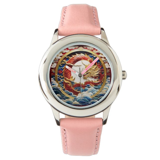 Feueratmende Drache künstliche Intelligenz Armbanduhr (Vorderseite)