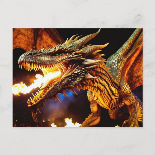 Feueratmende Drachenpostkarte Postkarte (Vorderseite)