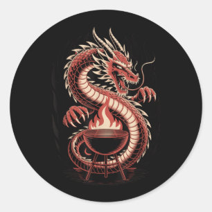 Feueratmender Drache Bbq Grill Hinterhof Kochfest Runder Aufkleber