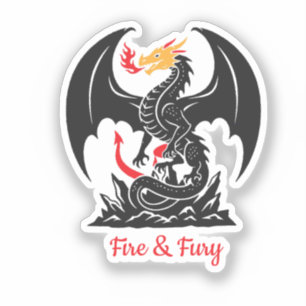 Feueratmender Drache Fantasy Grafik individuell Aufkleber