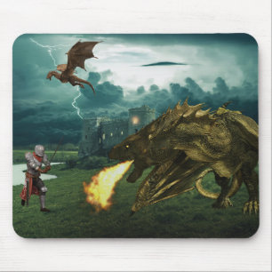 Feueratmender Drache Mittelalterlicher Ritter Mousepad