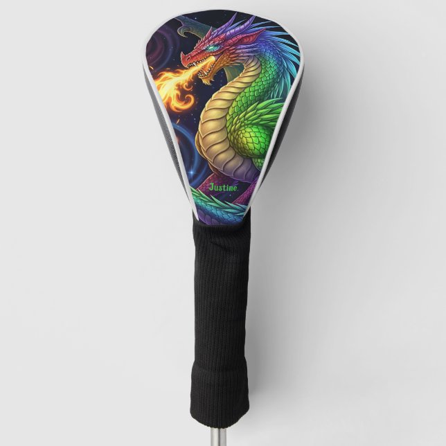 Feueratmender Drache Personalisiert Golf Headcover (Vorderseite)