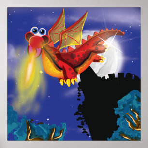 Feueratmender Drache Poster