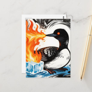 Feueratmender Taucher schmilzt Eis Postkarte