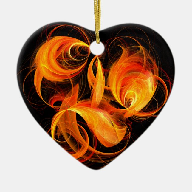 Feuerball Abstrakte Kunst Herzdekoration Keramik Ornament (Vorne)