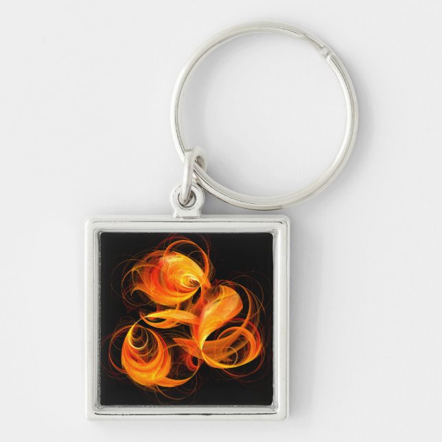 Feuerball Abstrakte Kunst Kleine Schlüsselanhänger (Vorne)