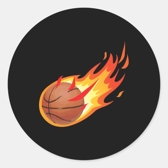 Feuerball Basketball Shot ist Feuer und macht Spie Runder Aufkleber (Vorderseite)