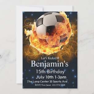 Feuerball Geburtstag, Fußball Geburtstag, Futbol Einladung