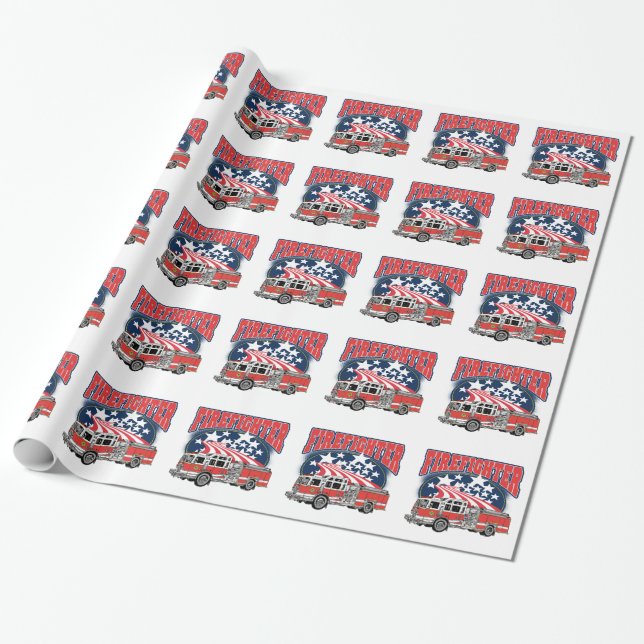 Feuerbekämpfender LKW Geschenkpapier (Ungerollt)