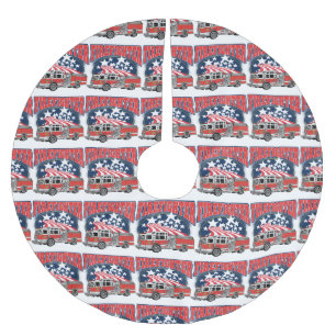 Feuerbekämpfender LKW Polyester Weihnachtsbaumdecke