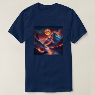 Feuerberge Nacht Apokalyptischer Baumstrom T-Shirt