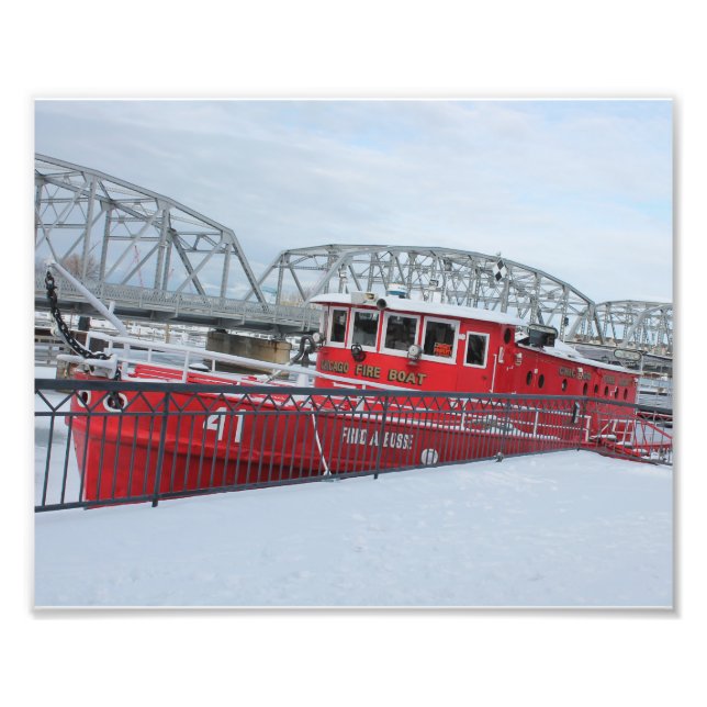 Feuerboot in Winterfotografie drucken Fotodruck (Vorne)