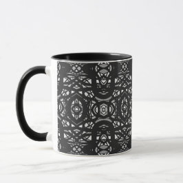 Feuerbrand Schwarz-Weiß-Abstrakte Gouache-Kunst Tasse