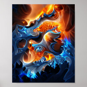 Feuerbrand und Eisspirale Fraktal Kunst Poster