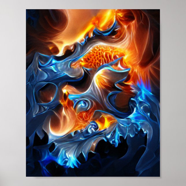 Feuerbrand und Eisspirale Fraktal Kunst Poster (Vorne)