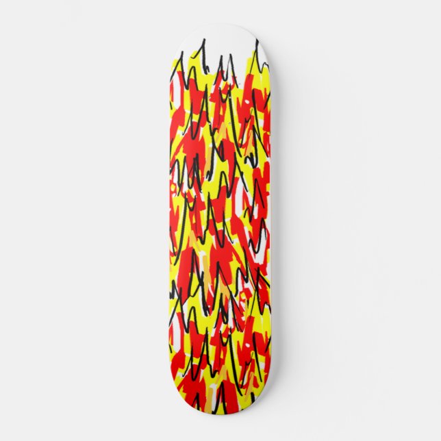 Feuerbrand und Illustrierte Flammen Skateboard (Vorderseite)