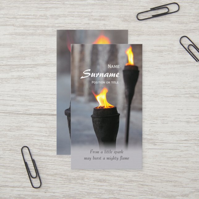 Feuerbrenner Fackeln von einem kleinen Funken CC09 Visitenkarte (Vorderseite/Rückseite Beispiel)