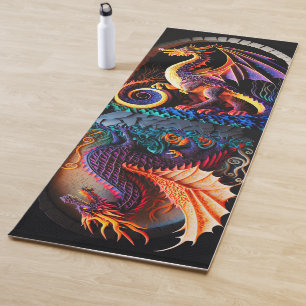 Feuerdrache Burg Fantasie Mythische Kreaturen Yogamatte