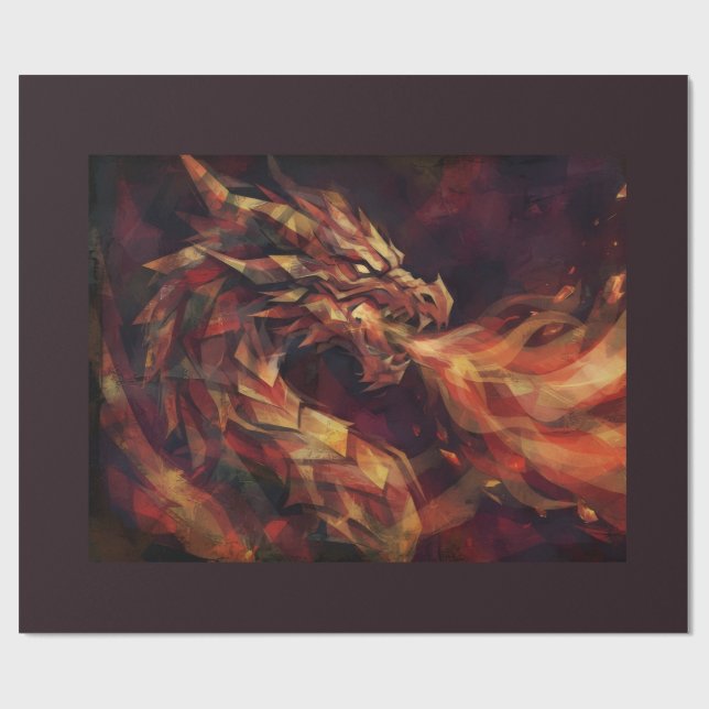 Feuerdrache Geschenkpapier (Flach)