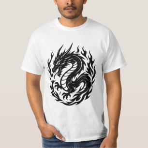 Feuerdrache im Coil-Tattoo-Stil T-Shirt
