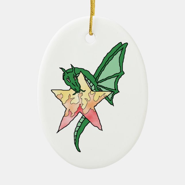 Feuerdrache Keramikornament (Vorne)