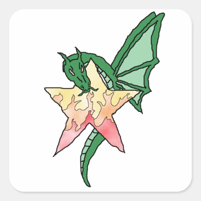 Feuerdrache Quadratischer Aufkleber (Vorderseite)